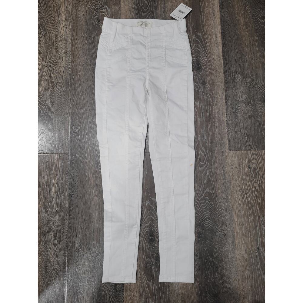 Free People Women's White Skinny Jeans size 25 Elastic Waist‎ Pants #